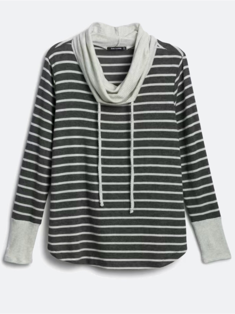 Pink Clover Gray & Cream Striped Cowl Pullover